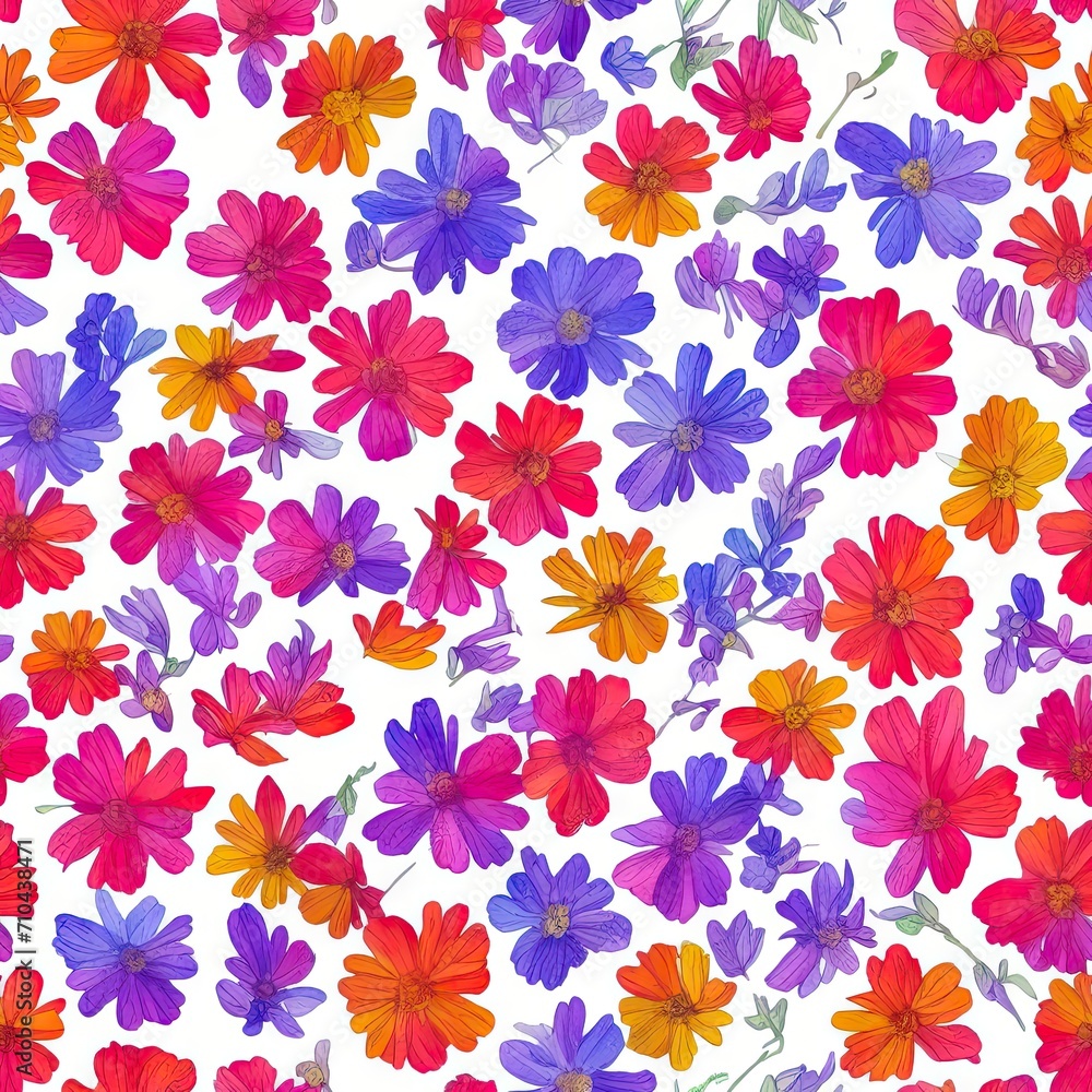 Flowers. Abstract seamless pattern. AI generated. Flowers. Abstract seamless pattern. AI generated.
