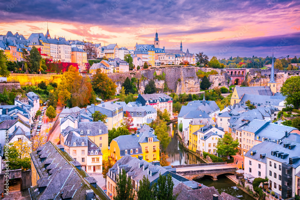 Luxembourg - Grund District on Alzette Valley, Luxembourg City.