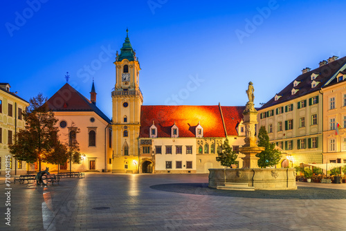 Bratislava, Slovakia. Old Town Hall in Main Square, Hlavne Namestie
