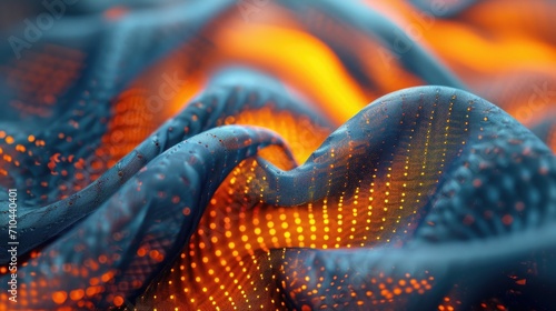 Macro Photography of Futuristic Tech-Wear Fabrics, highlighting intricate textures and patterns
