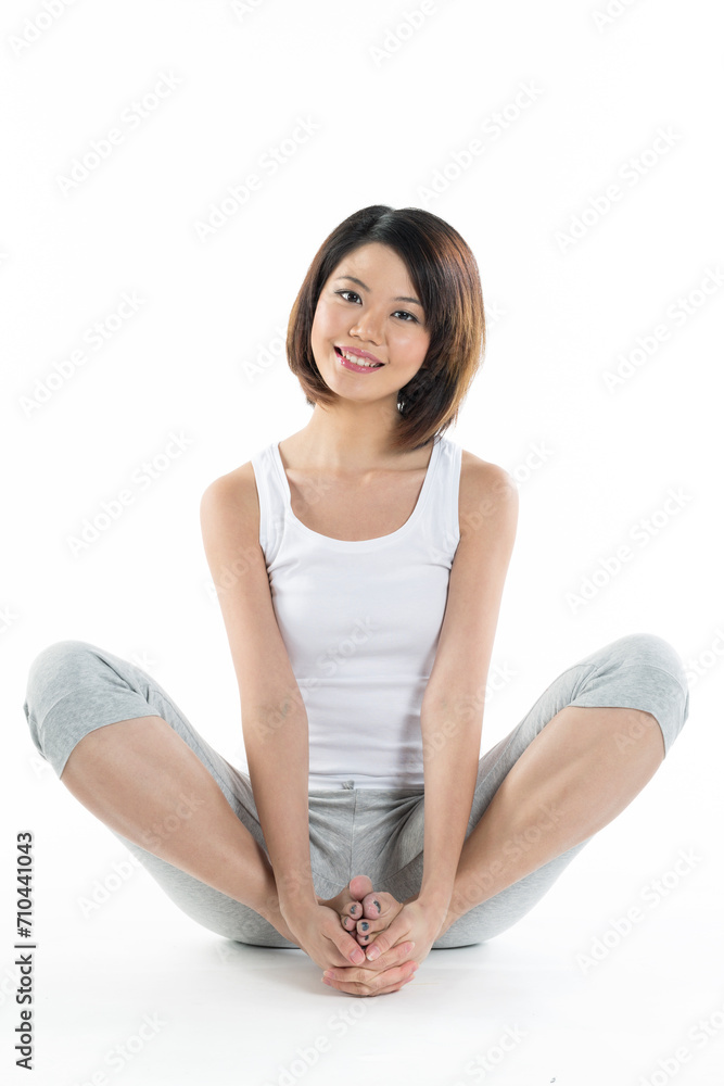 Beautiful Chinese woman doing exercise Beautiful Chinese woman doing exercise