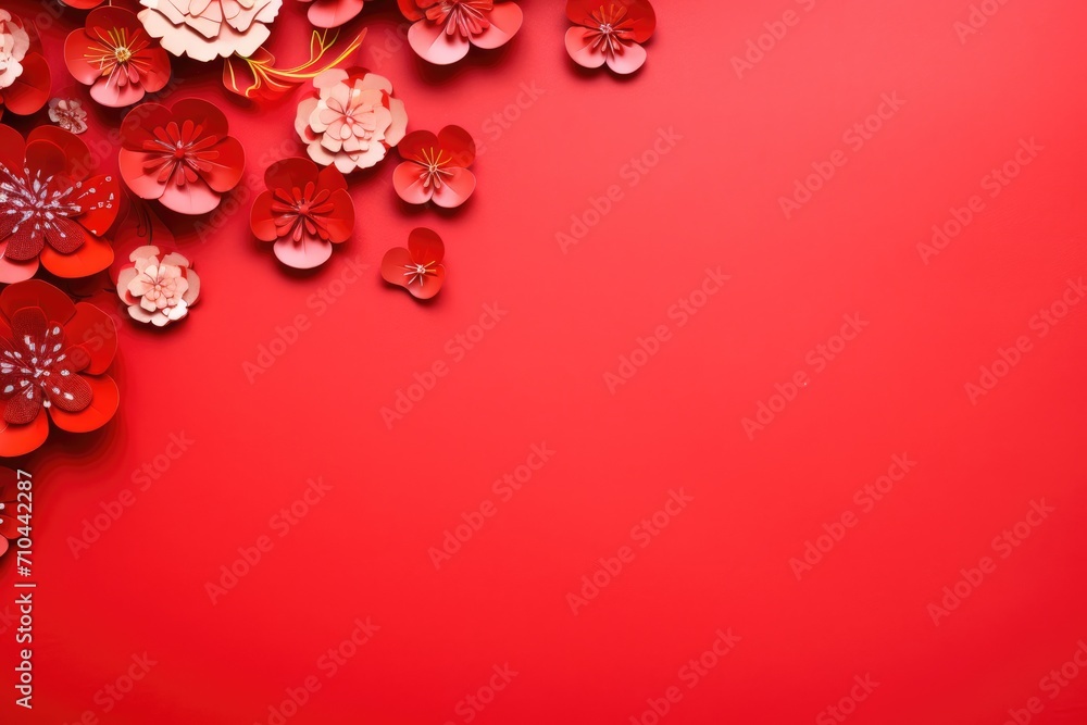 Chinese new year red background, good luck, wealth, money flow, copy space Chinese new year red background, good luck, wealth, money flow, copy space