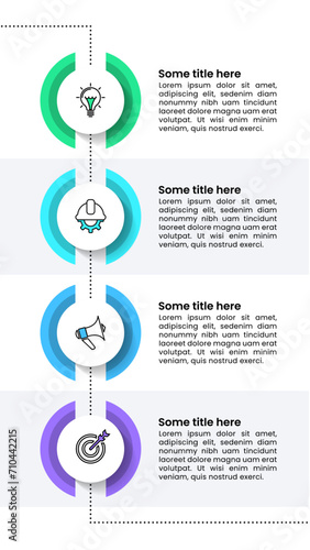 Infographic template. Vertical timeline with 4 circles