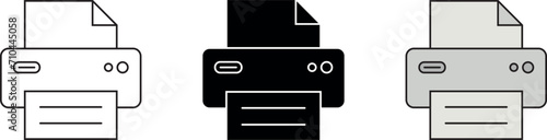 Printer icon lined, isolated and colored version. Vector illustration