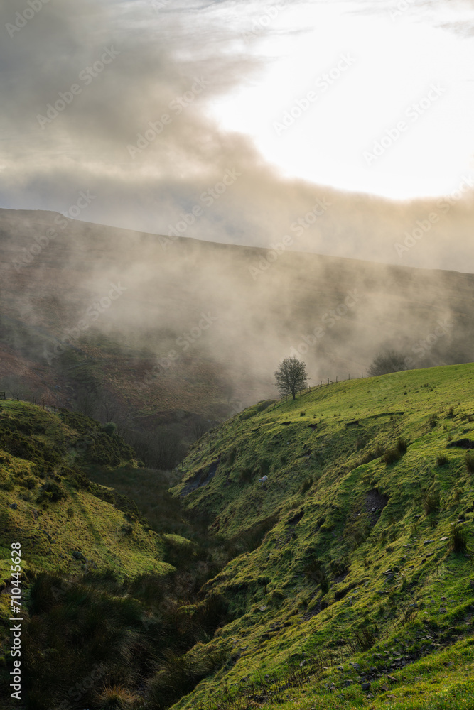 A rural Peak District winter landscape.