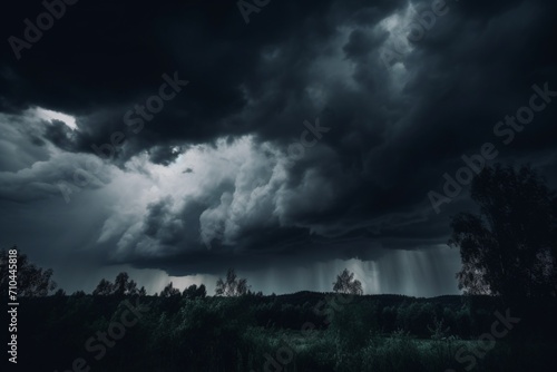 Atmospheric Drama: Majestic Storm Clouds Gathering in a Spellbinding Display of Nature's Power. Perfect for Adding Depth to Your Creative Projects and Conveying the Intensity of Weather Phenomena.