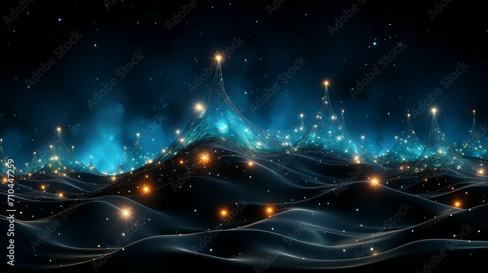 Obraz premium Abstract background of glowing blue mesh or interwoven lines on a dark background