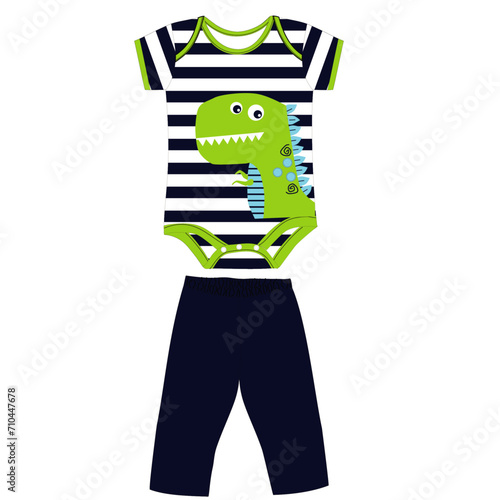 boys body suit with pant little cute Dino print