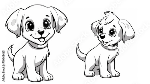 Drawing for children s coloring book cute dog. Illustration black line on white background