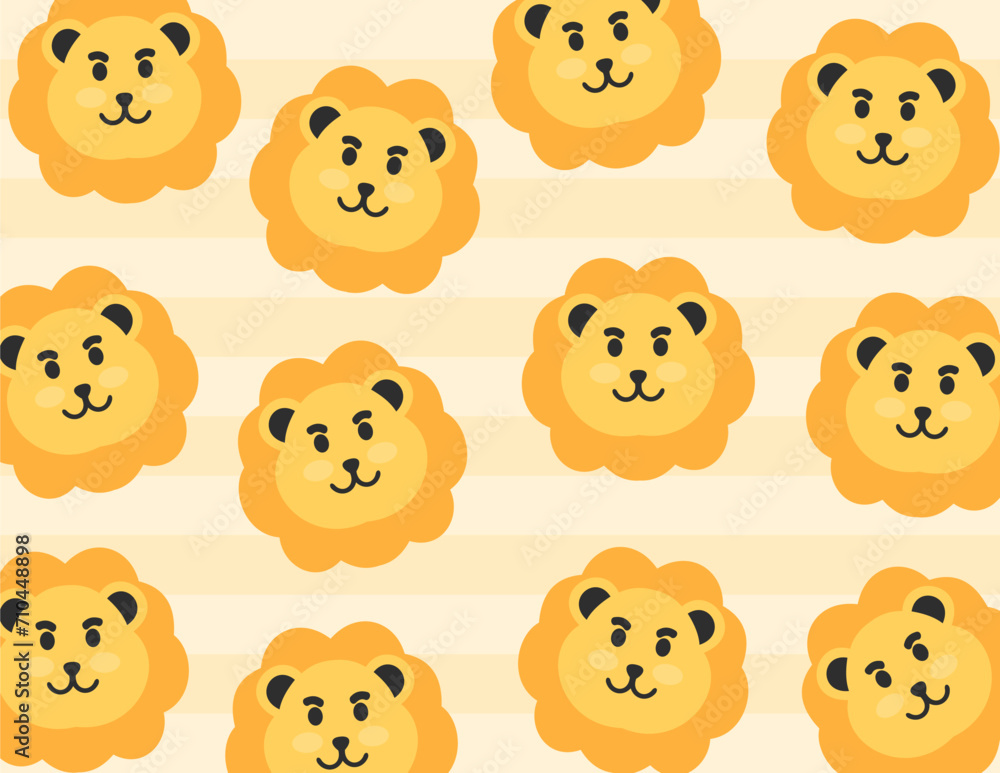 Cute lion theme seamless pattern, suitable for fabric motifs, blankets, pillows and others Cute lion theme seamless pattern, suitable for fabric motifs, blankets, pillows and others
