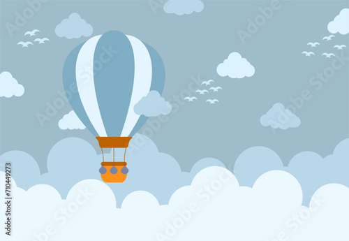 hot air balloon cute theme illustration design. suitable for cloth motifs, pillows, blankets, and wallpaper for children's rooms etc.