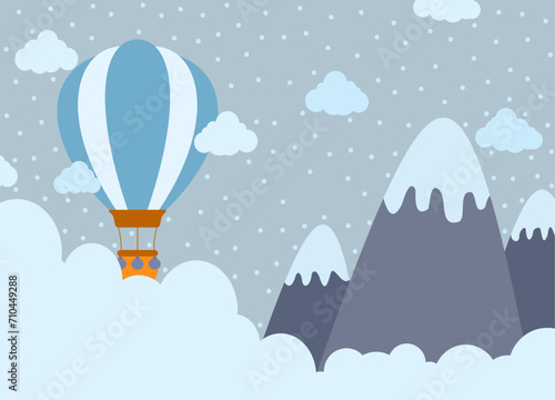hot air balloon cute theme illustration design. suitable for cloth motifs, pillows, blankets, and wallpaper for children's rooms etc.