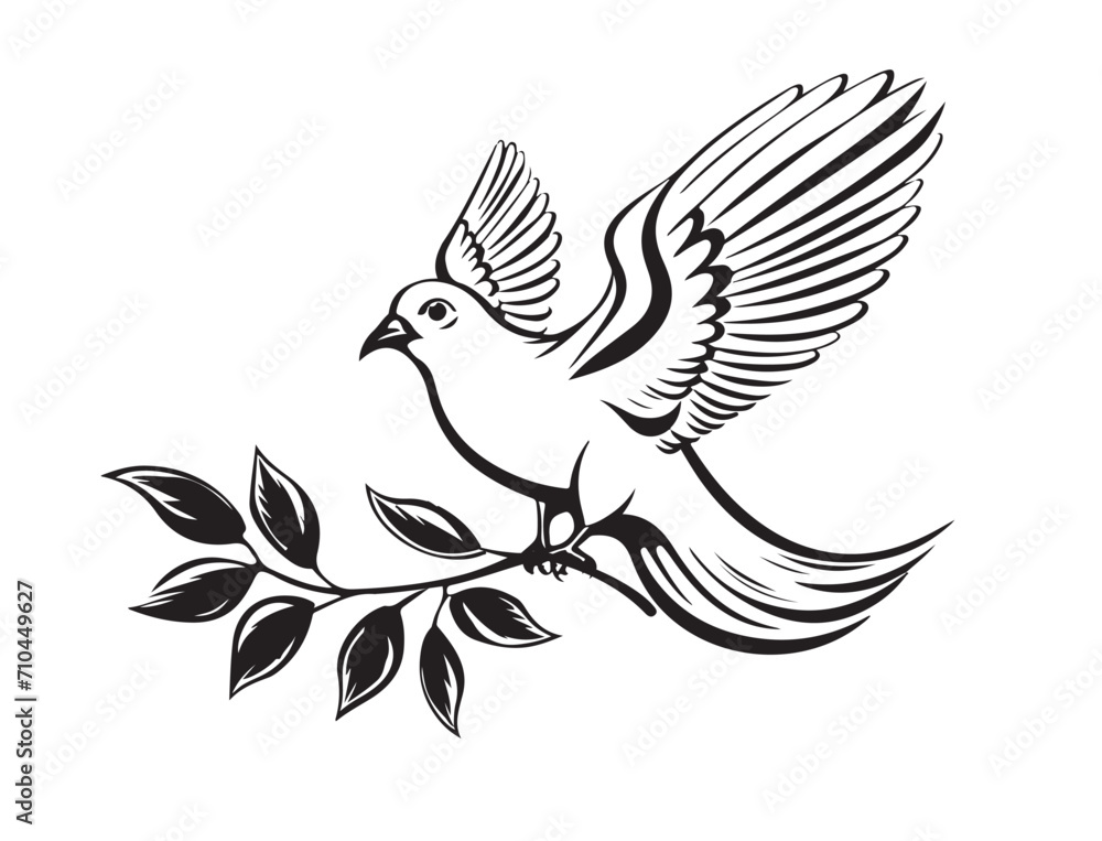 Fototapeta premium Dove sketch hand drawn Vector illustration Birds
