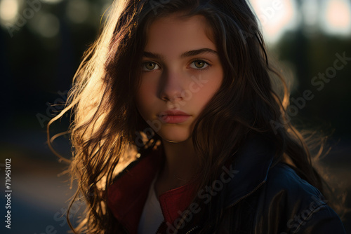 Portrait of female teen actress outdoors © standret