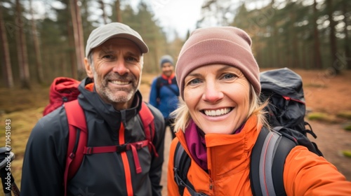 Couple in light activity as individuals or in pairs ie hiking, Nordic Walking or outdoor activities, nature, lifestyle, trek, hiking, forest, woman, active, outdoors, adventure