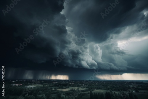 Atmospheric Drama  Majestic Storm Clouds Gathering in a Spellbinding Display of Nature s Power. Perfect for Adding Depth to Your Creative Projects and Conveying the Intensity of Weather Phenomena.