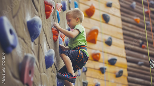 athletic boy in sportswear climbs a climbing wall with belay, sports ground, training, climber, rock relief, healthy lifestyle, active recreation, hobby, energetic person, muscles, height, agility
