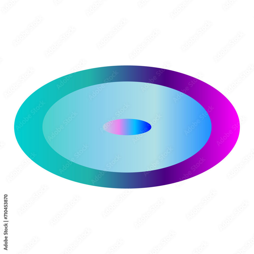 An abstract transparent cyberpunk oval shape design element.