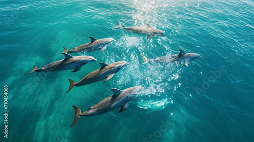 Dolphins photographed from above in the Indian Ocean © Anas