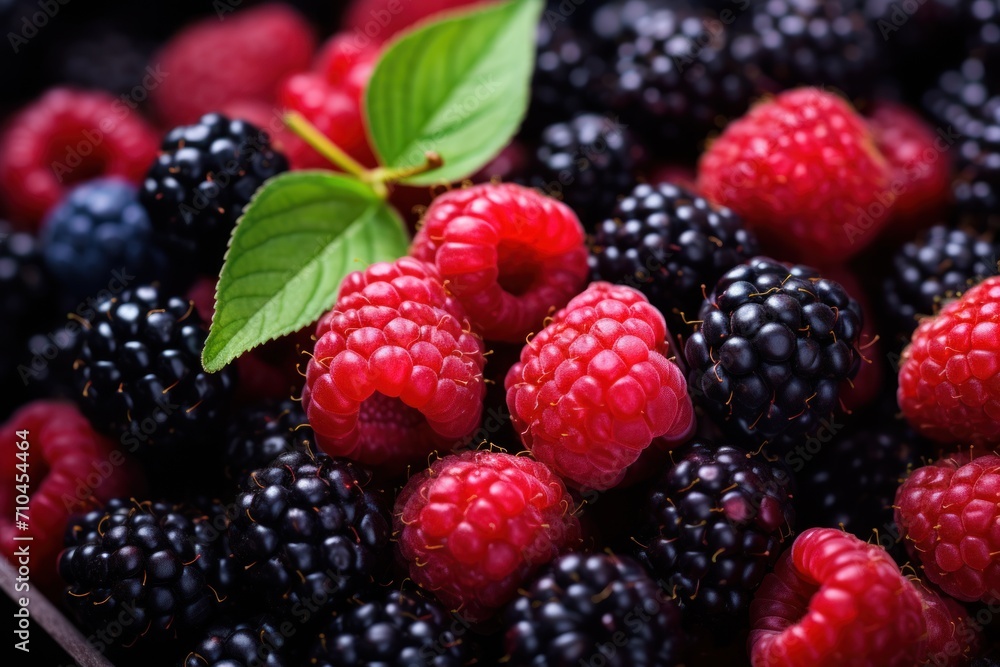 Blackberries, raspberries and blackberries in a wooden bowl Blackberries, raspberries and blackberries in a wooden bowl