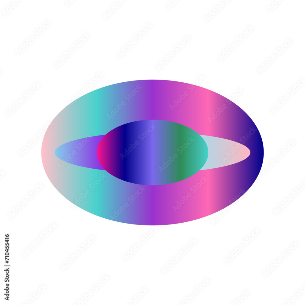 Obraz premium An abstract transparent cyberpunk oval shape design element.