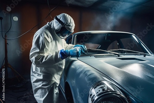 Artistry in Motion: Precision Capture of Car Body Painting, a Fusion of Colors Transforming Metal into Automotive Masterpieces.