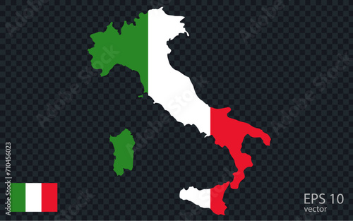 Vector map of Italy. Vector design isolated on grey background. 