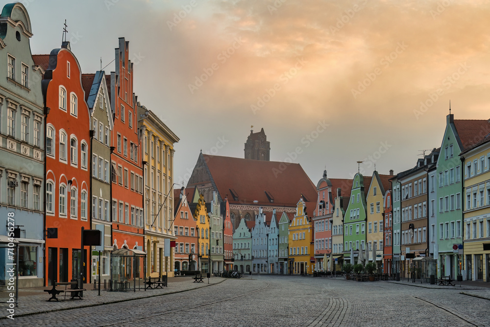 Landshut Germany, sunrise city skyline at Old Town Altstadt street