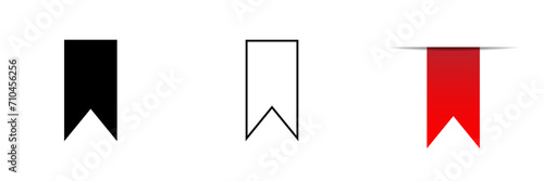 set of blank linear, filled, ribbon tags. Collection of store, market special sale signs. bookmark icons vector illustration concept.