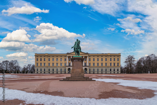 Oslo Norway, winter snow at The Royal Palace