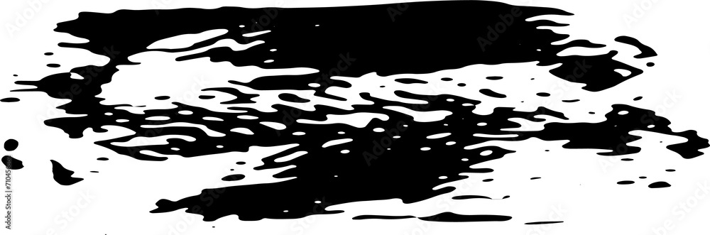Black ink grunge brush strokes illustration on transparent background.