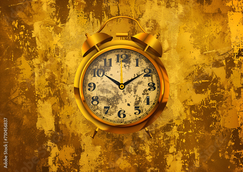 Time is money, illustration, logo, on gold background