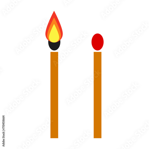 Vector illustration of matches with and without fire.