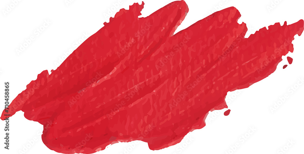 Red brush stroke watercolor illustration on transparent background.