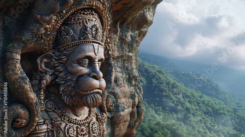 A majestic Hanuman idol carved photo