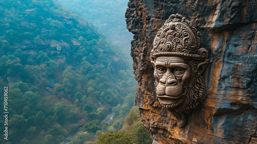 A majestic Hanuman idol carved photo