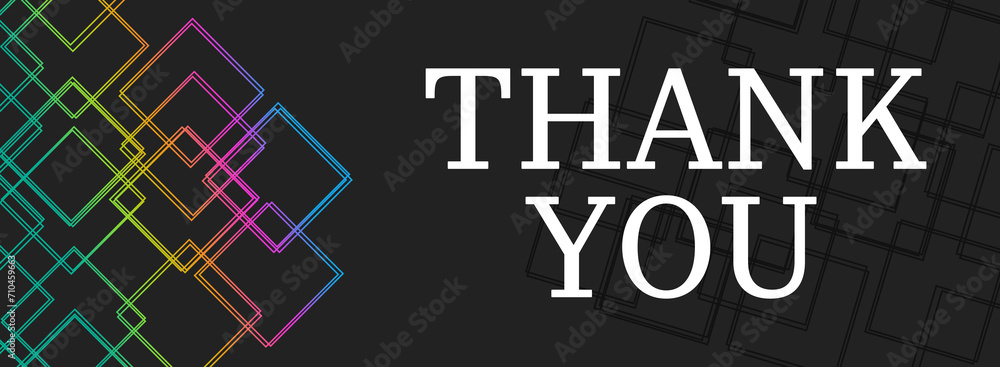 Thank You Colorful Lines Squares Left Text Horizontal 
