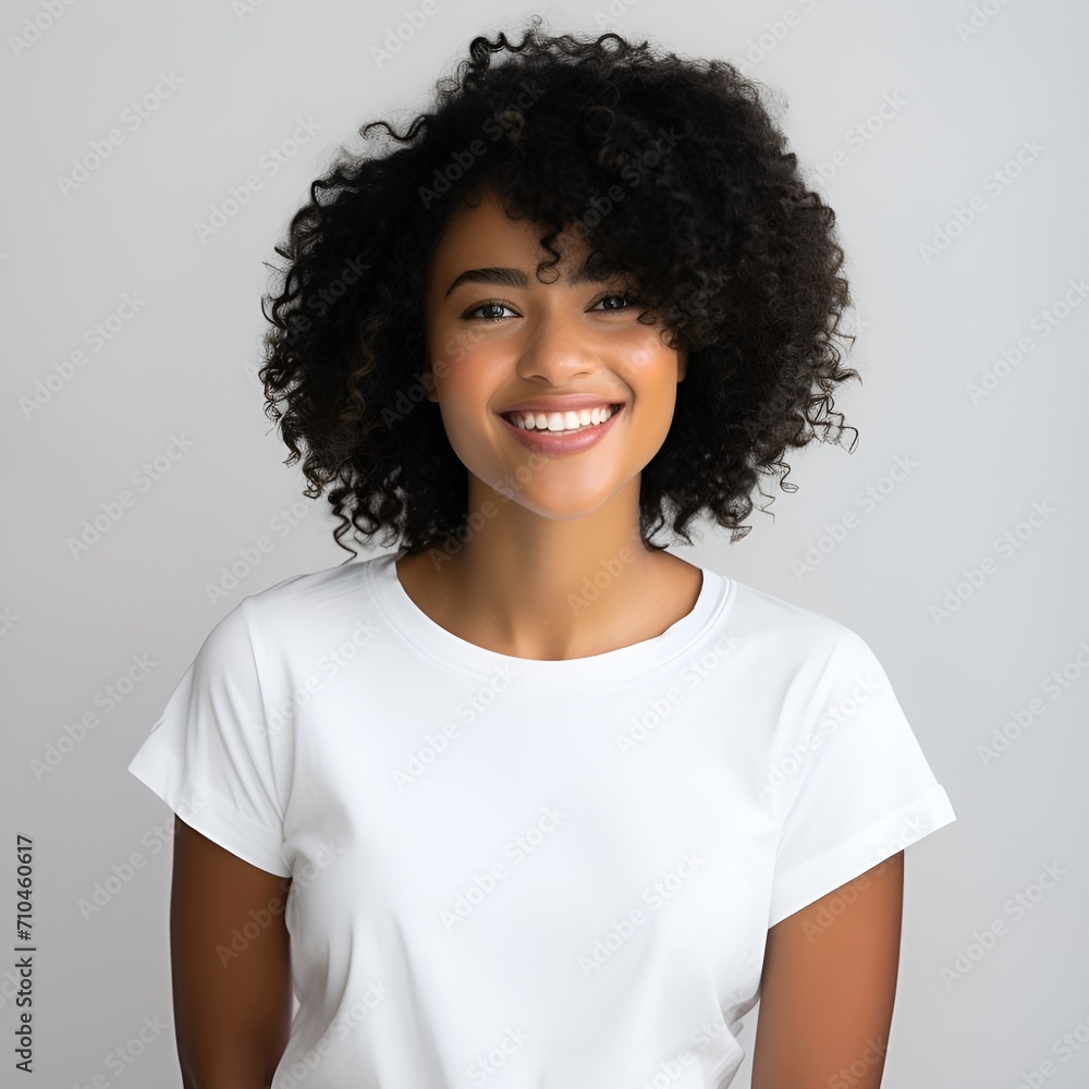 young happy black woman posing and looking in camera,white background young happy black woman posing and looking in camera,white background