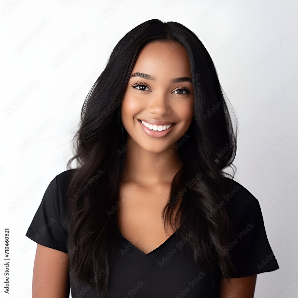 young happy black woman posing and looking in camera,white background young happy black woman posing and looking in camera,white background