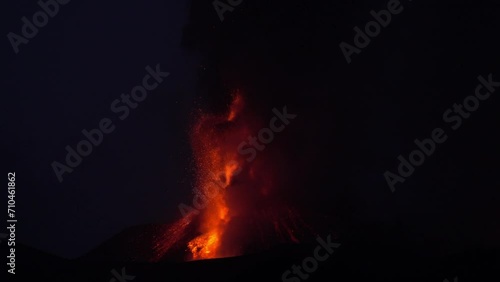 Volcano Etna during night Eruption (Sicily) photo