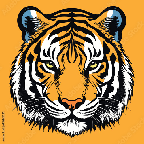 Fototapeta Naklejka Na Ścianę i Meble -  Tiger head mascot, face for logo, emblem, badges, labels template t-shirt design. Vector pop art