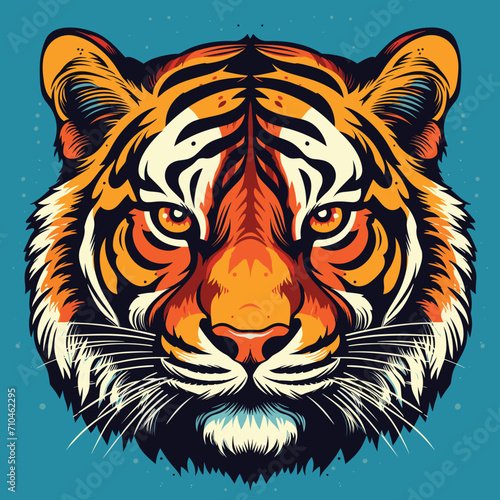 Fototapeta Naklejka Na Ścianę i Meble -  Tiger head mascot, face for logo, emblem, badges, labels template t-shirt design. Vector pop art