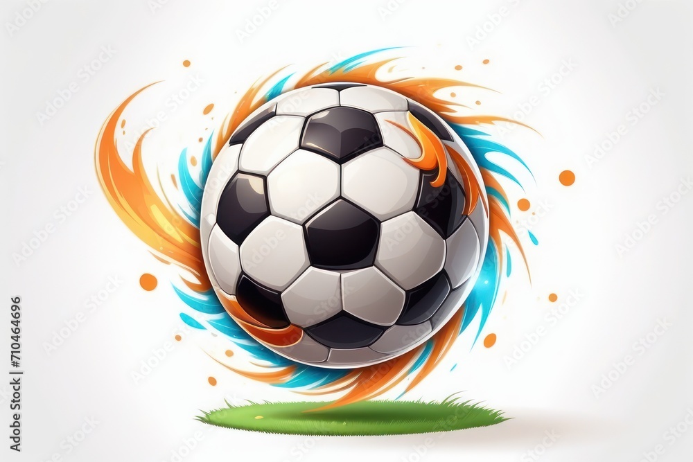 Soccer ball with paints splash on a white background illustration.