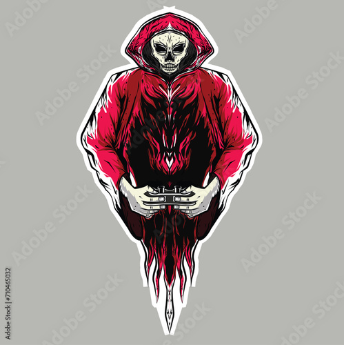 make evil skull man playing stick game playstation