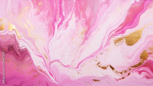 Abstract fluid art banner  dynamic pink  gold  and white acrylic mix for interior posters  capturing the elegance of liquid paint flow
