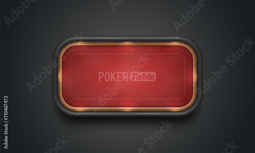Poker table with red cloth on dark background. Vector illustration.
