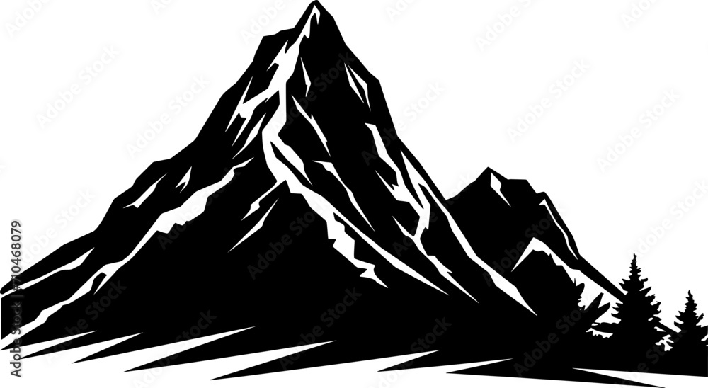 Mountain Forest Tree Landscape Silhouette Vector. AI generated illustration. Mountain Forest Tree Landscape Silhouette Vector. AI generated illustration.