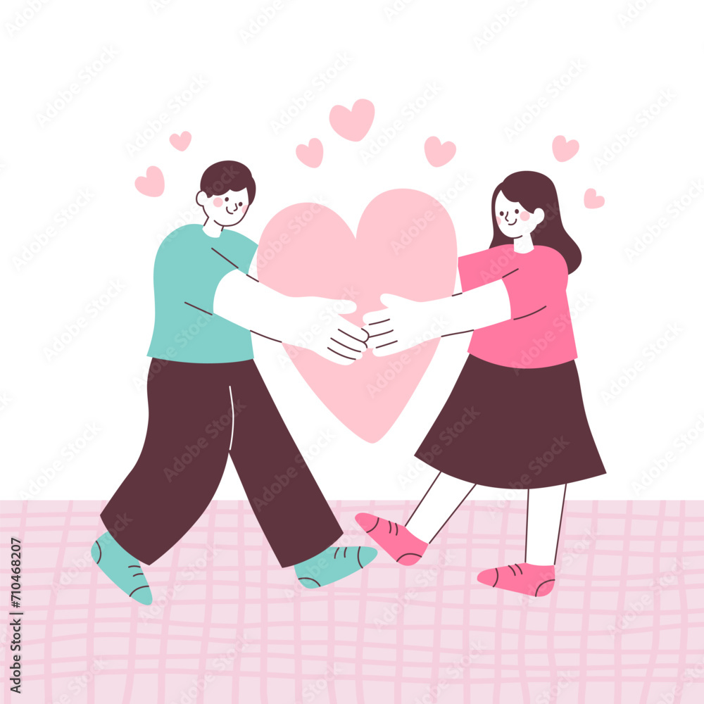 Valentine's Day Couple Holding a Heart Together Valentine's Day Couple Holding a Heart Together