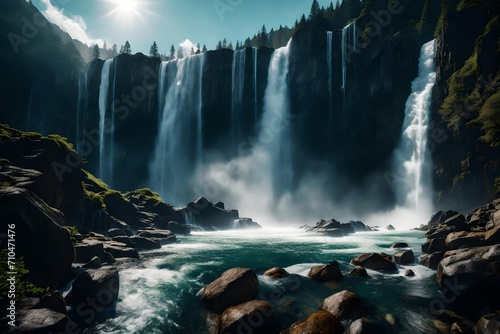 waterfall in the mountains © tayyaba