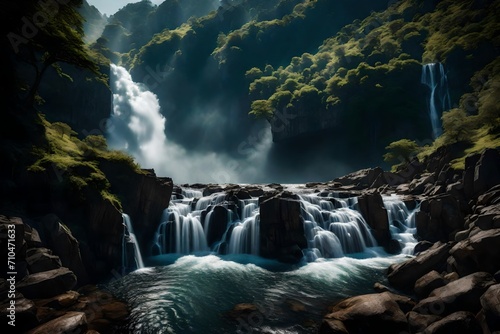 waterfall in the mountains